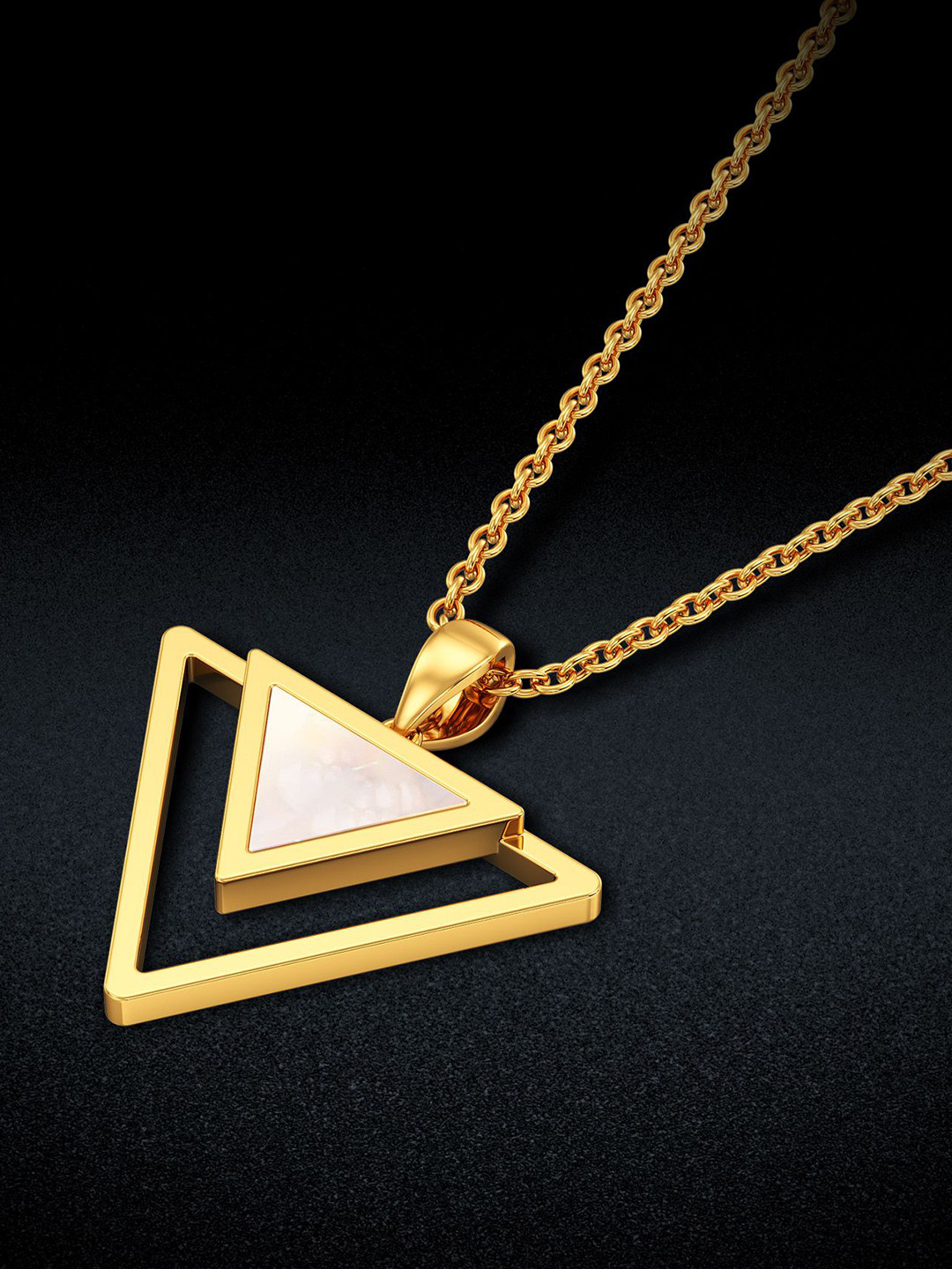 Joyalukkas Women 18Kt Gold Duo Upside-Down Triangle Shaped Pendant - 3.76 g