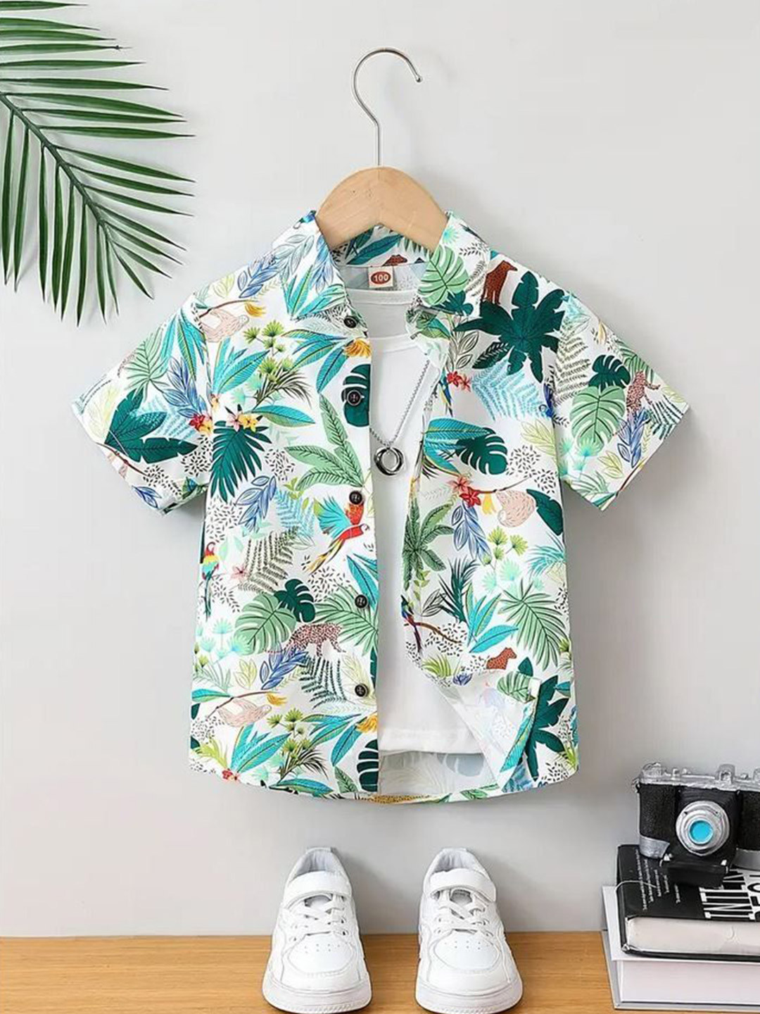 M J Fashion Boys Pack Of 2 Relaxed Tropical Printed Casual Shirt