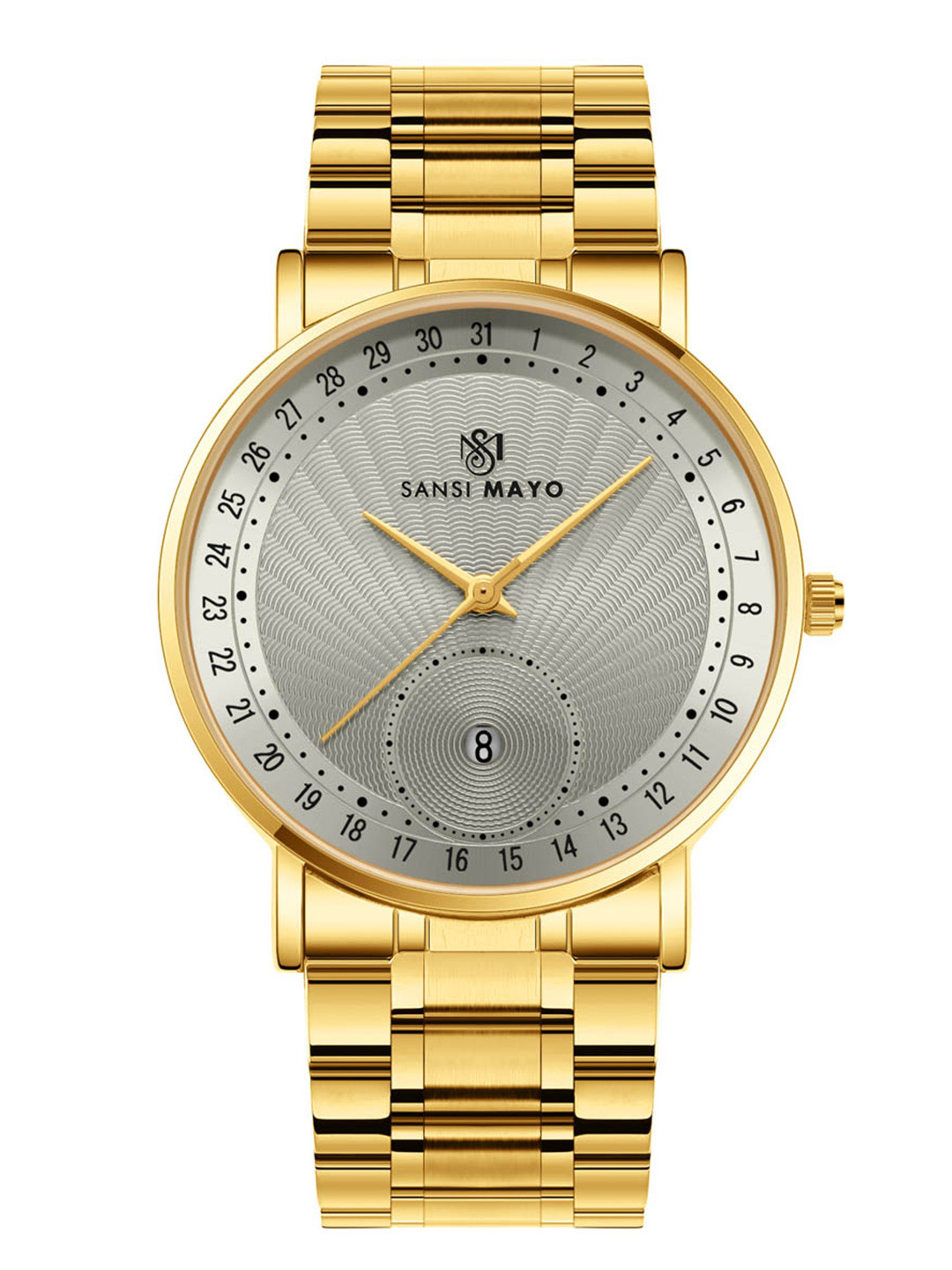 SANSIMAYO Men Dial & Stainless Steel Straps Analogue Watch SM-M-306-G-G-GR