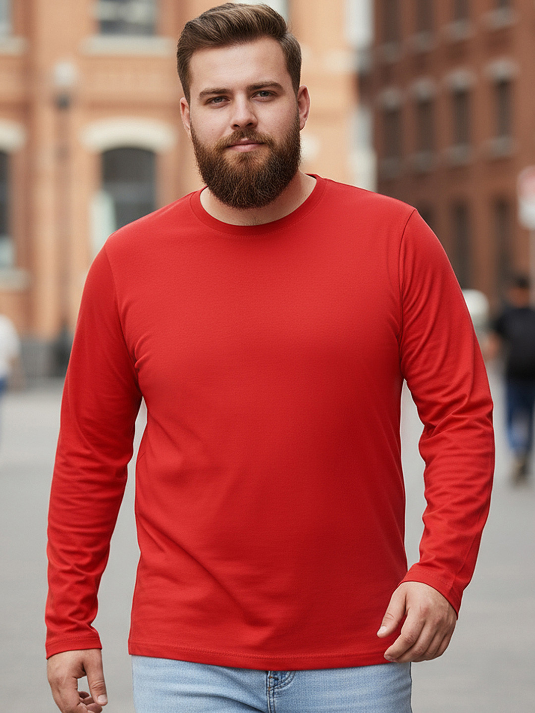Bewakoof Plus Men Plus Size Red Cotton T-shirt