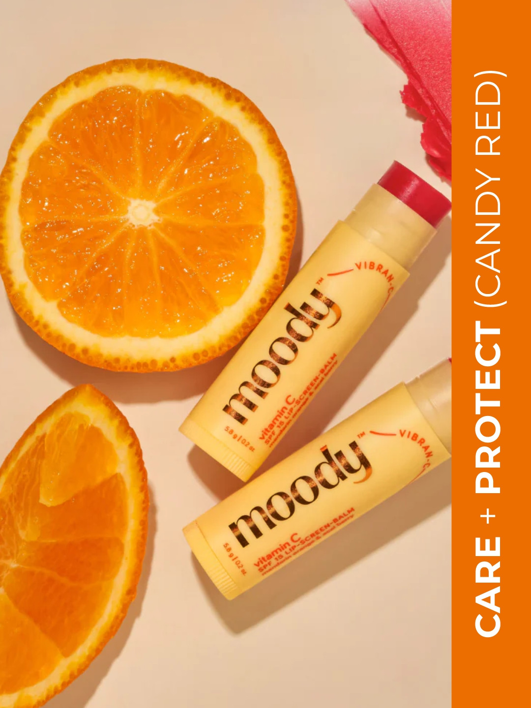MOODY Vitamin C SPF 15 Tinted Lip Screen Balm With Mandarin Orange 5.8g - Candy Red