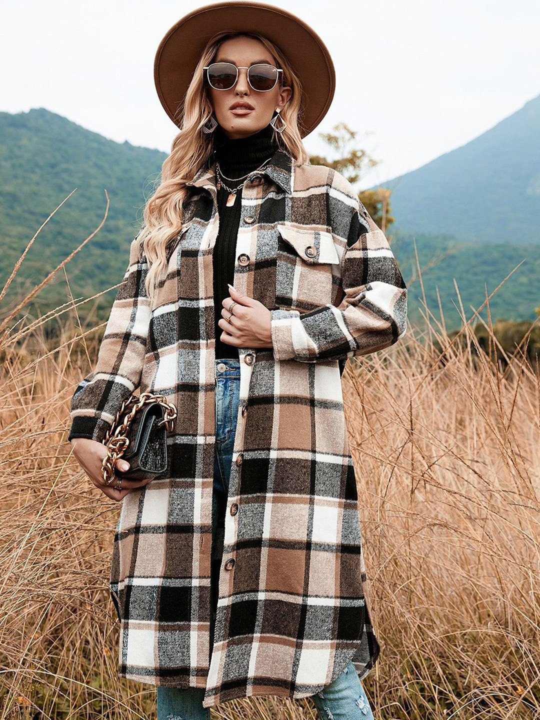 DressBerry Women Relaxed Fit Buffalo Checked Spread Collar Casual Shirt