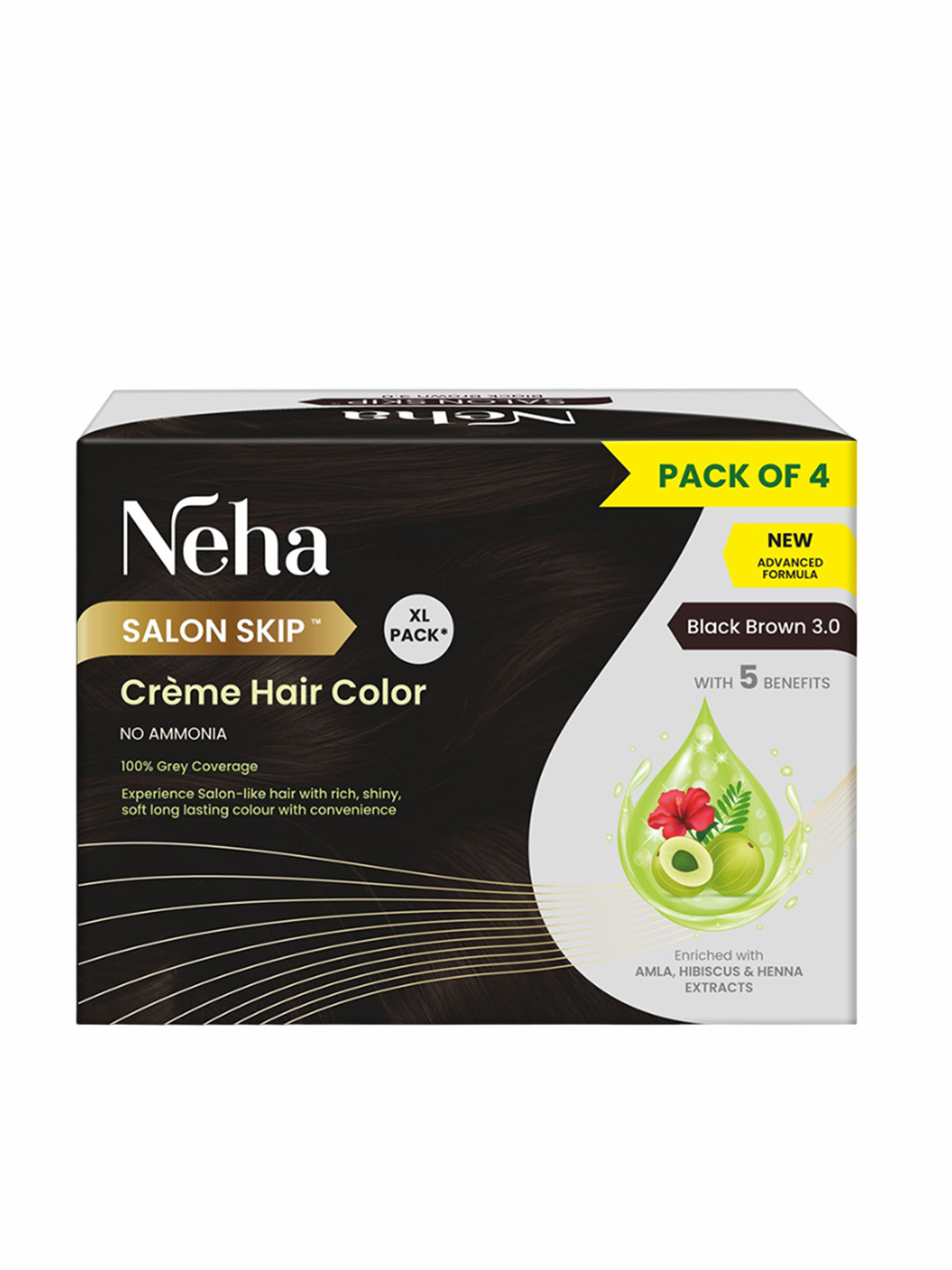 Neha Herbal Salon Skip Creme Hair Colour  - 160 ml - Black Brown