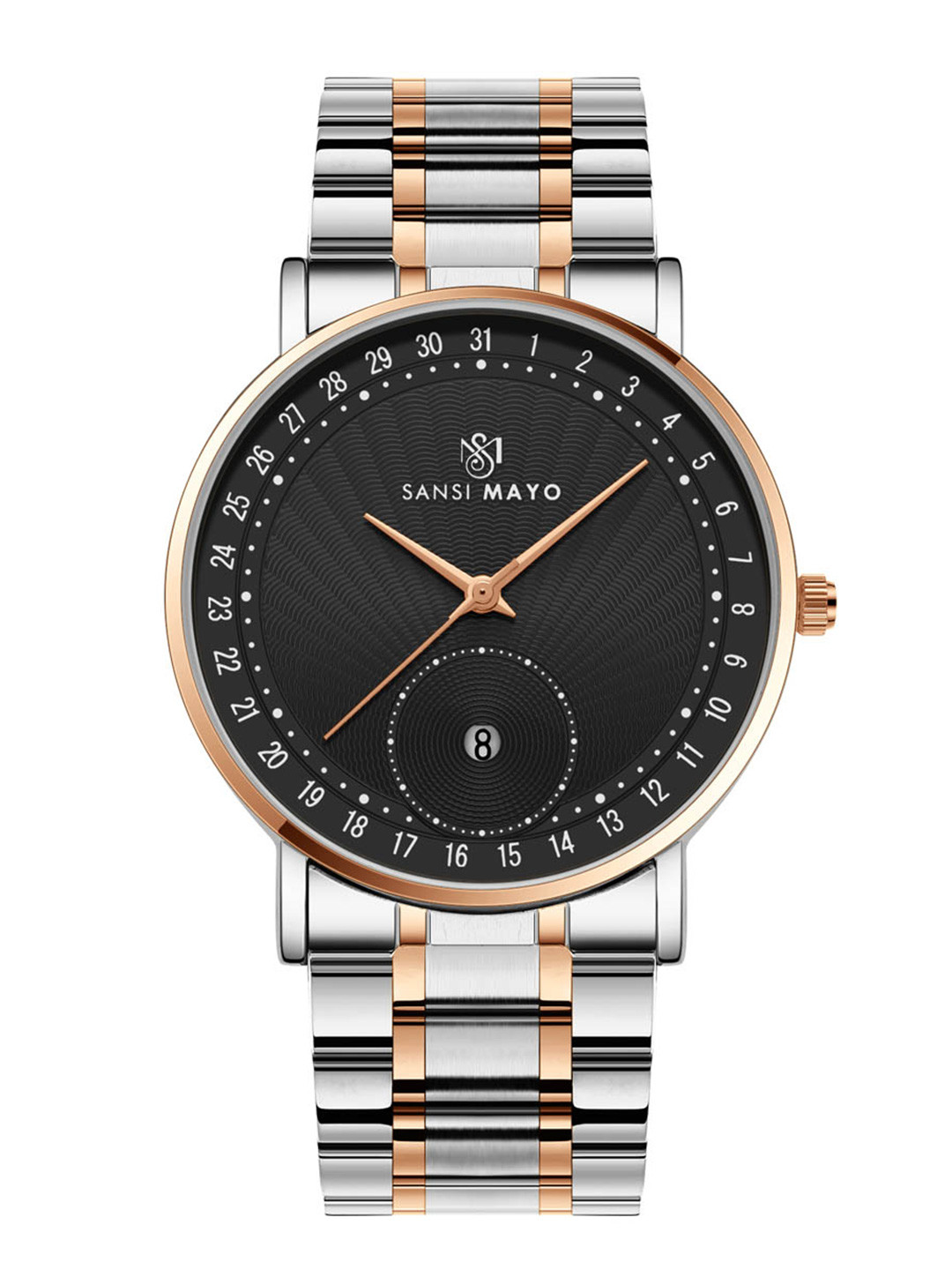 SANSIMAYO Axis Dial & Stainless Steel Straps Analogue Watch SM-M-309-TTSRG-RG-B