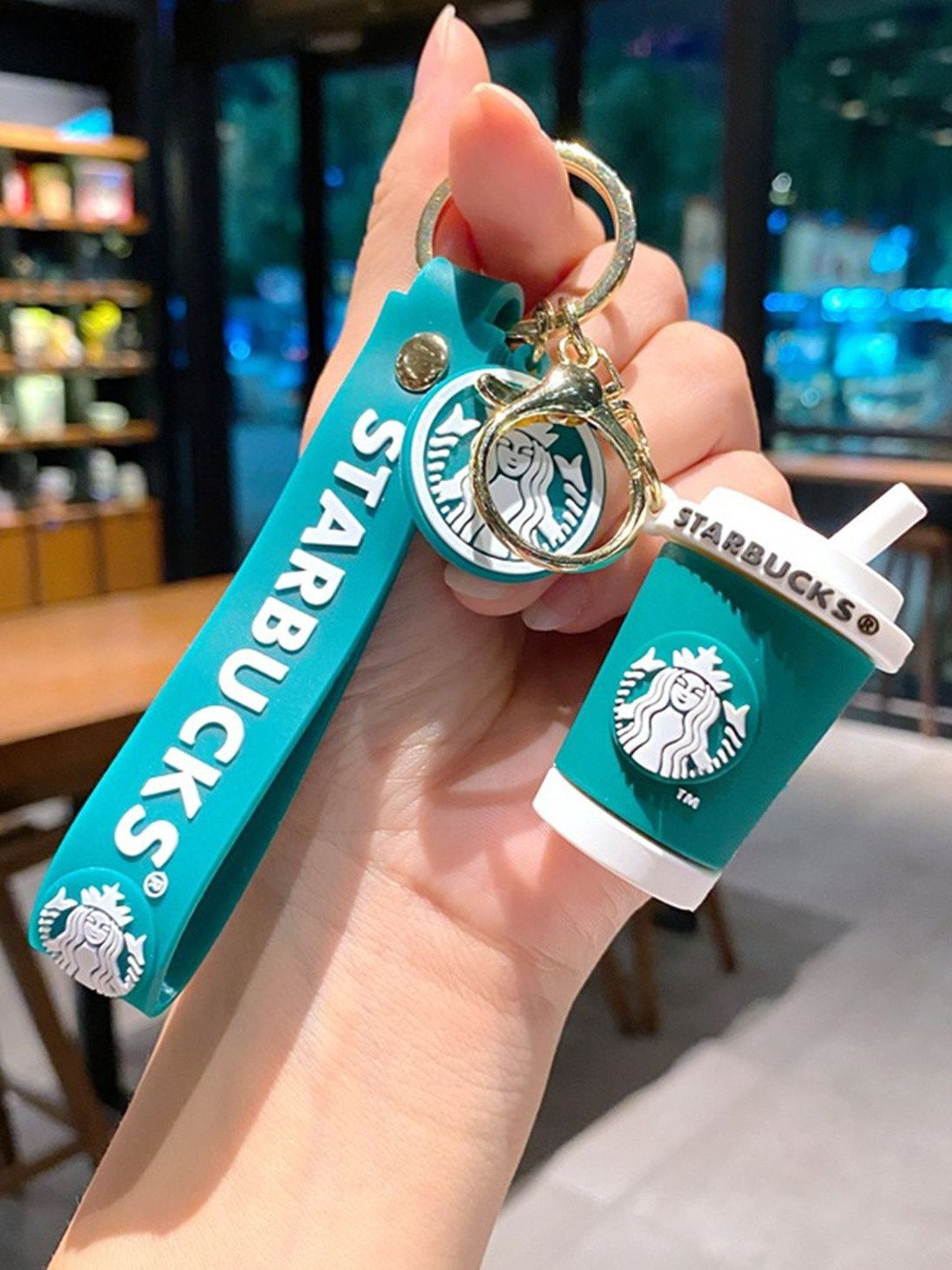 Gopalvilla Unisex Starbucks Coffee Sipper Textured Silicone Key chain