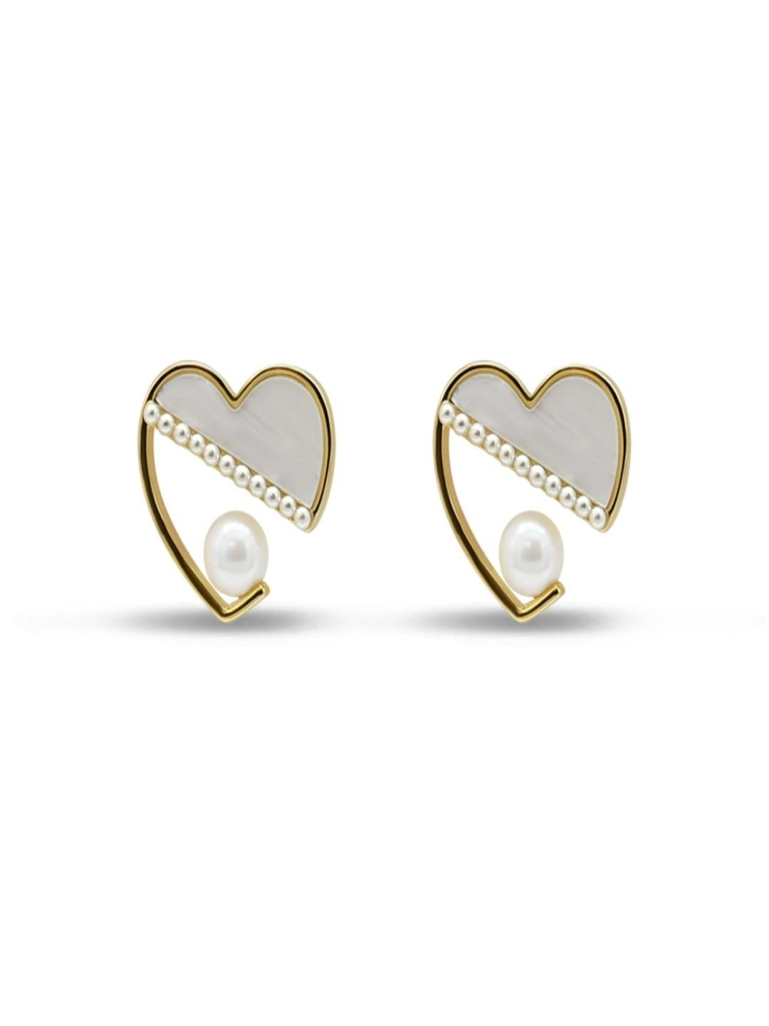 THE OPAL JEWELS Gold-Plated Chunky Heart Shaped Studs