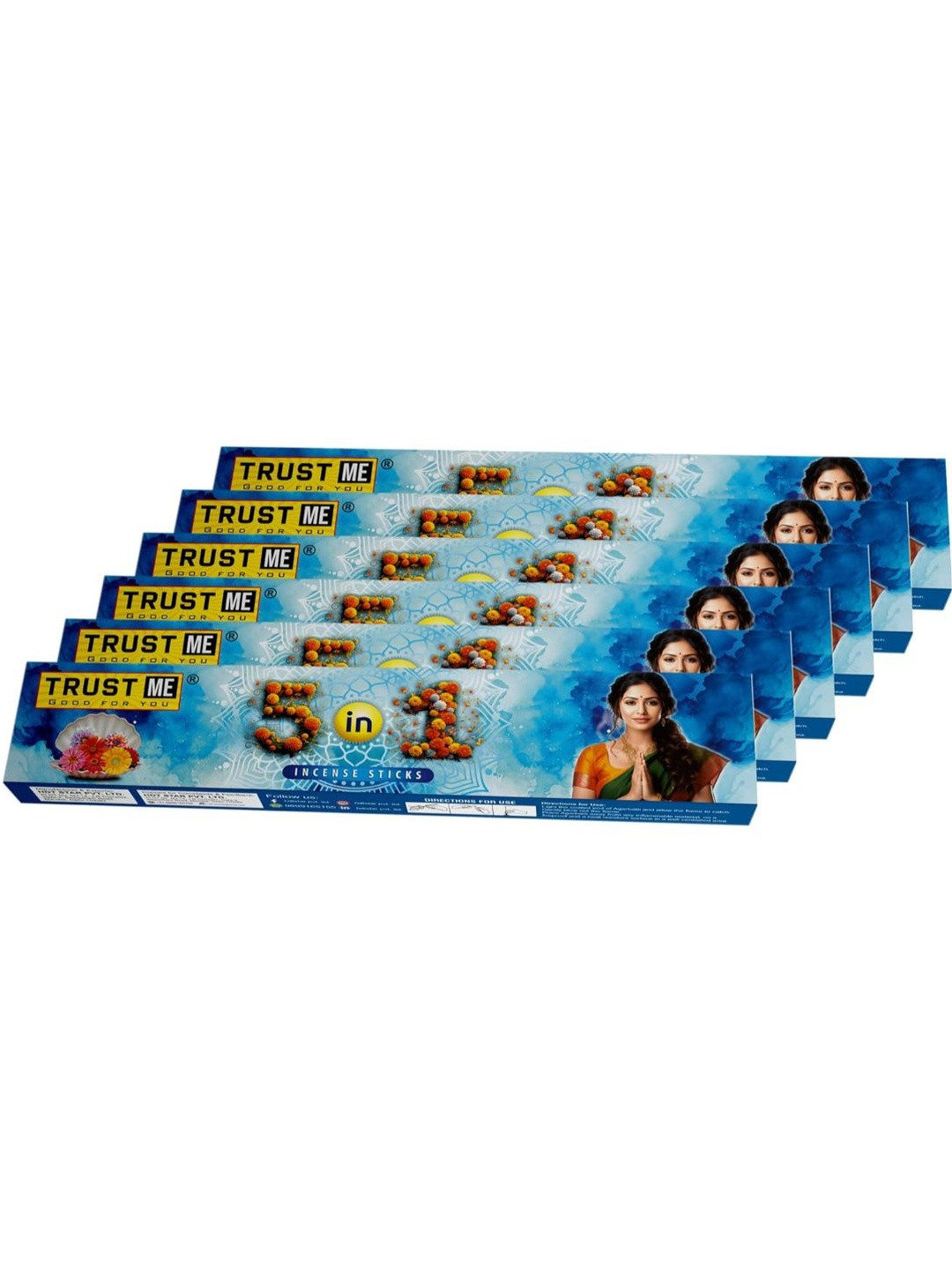 TRUST ME Brown & Blue 6 Pieces Premium Mixed Fragrance Incense Sticks