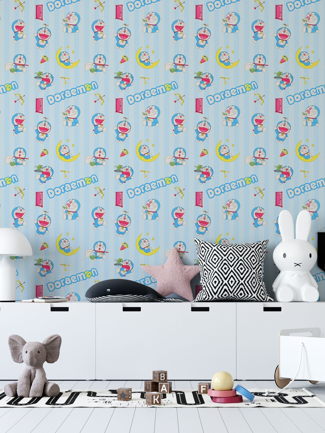 SARVARI Blue & Pink Printed Self Adhesive Wall Sticker