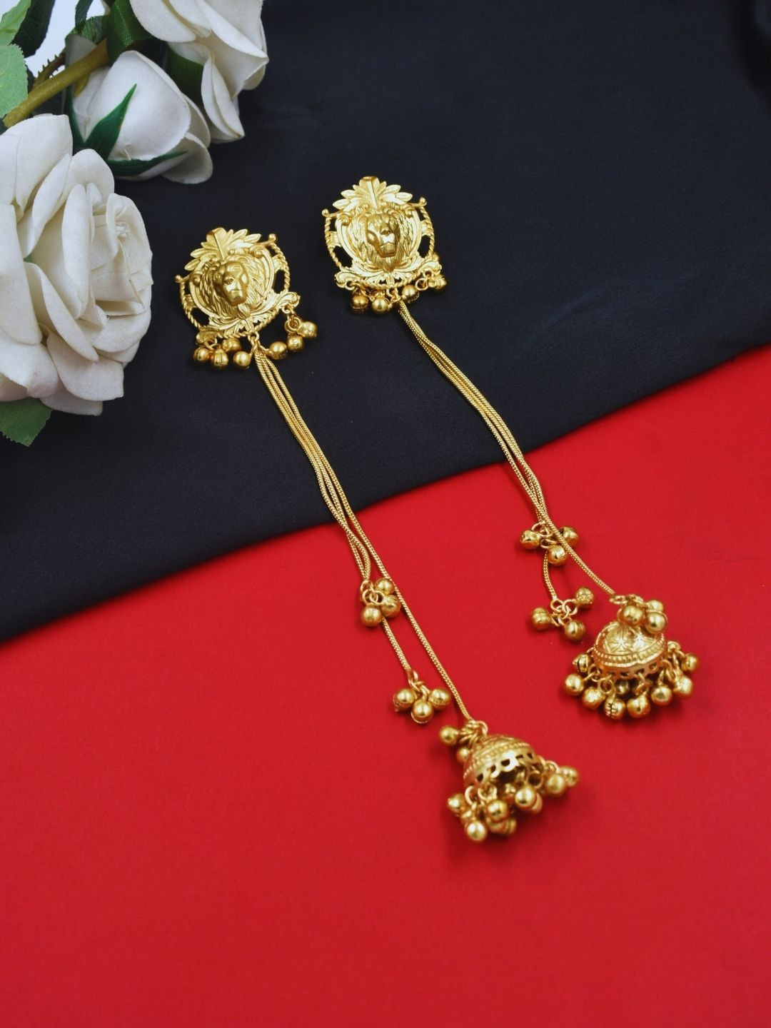 J & C Fashion Arena Gold-Plated Animal Shaped Drop Earrings