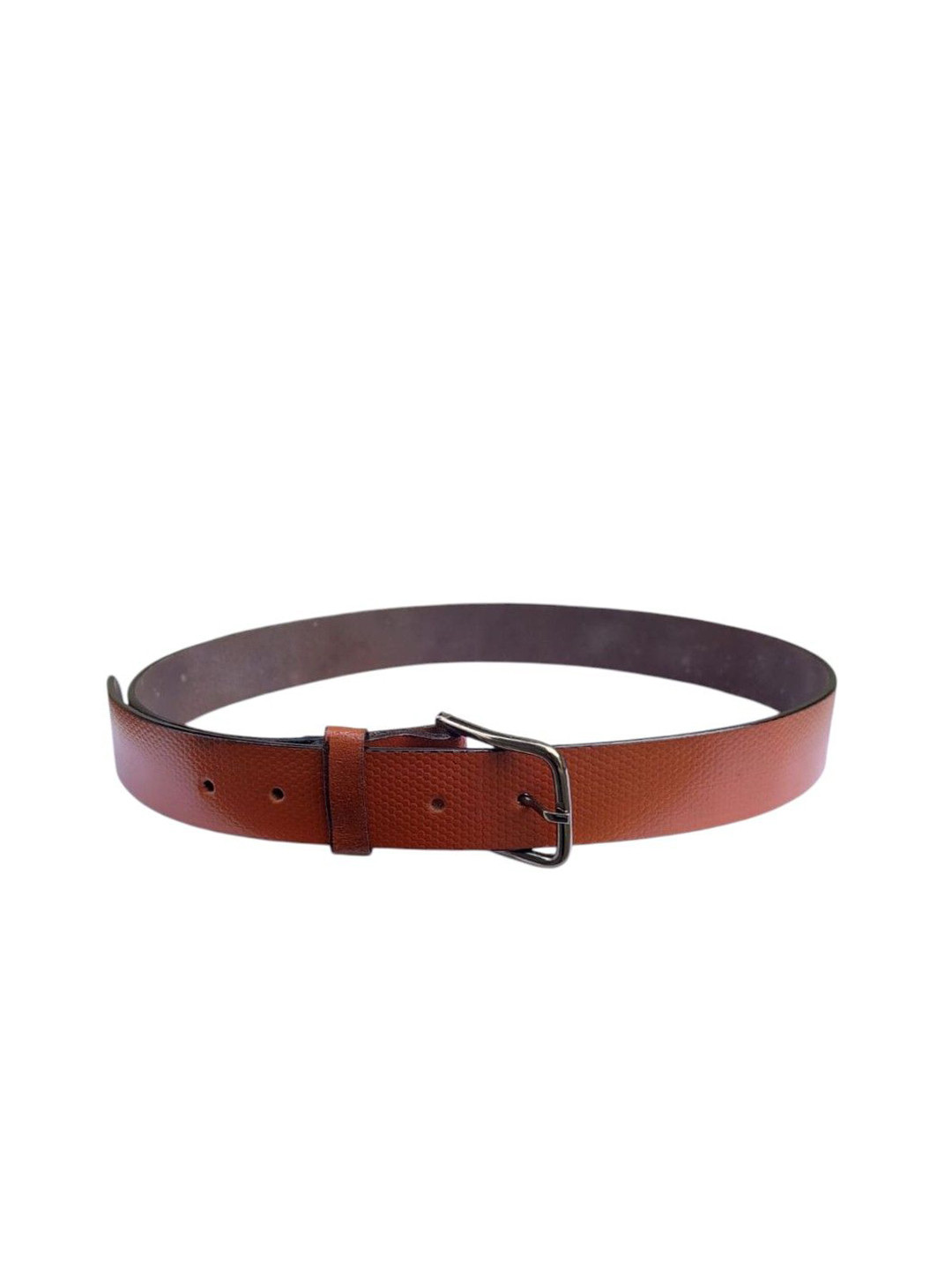 PERKED Men Solid Leather Push Pin Wide Belt