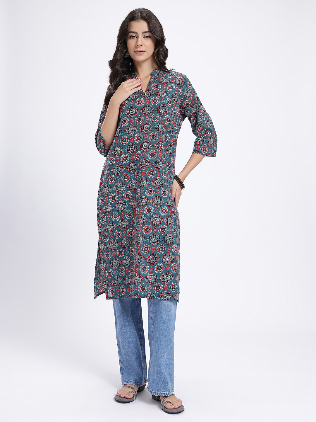Anouk Rustic Ethnic Motifs Print Cotton Kurta