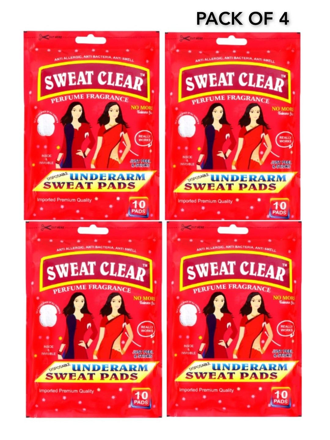 Sweat Clear Set Of 4 Underarm Sweat Pads - 10 Pairs
