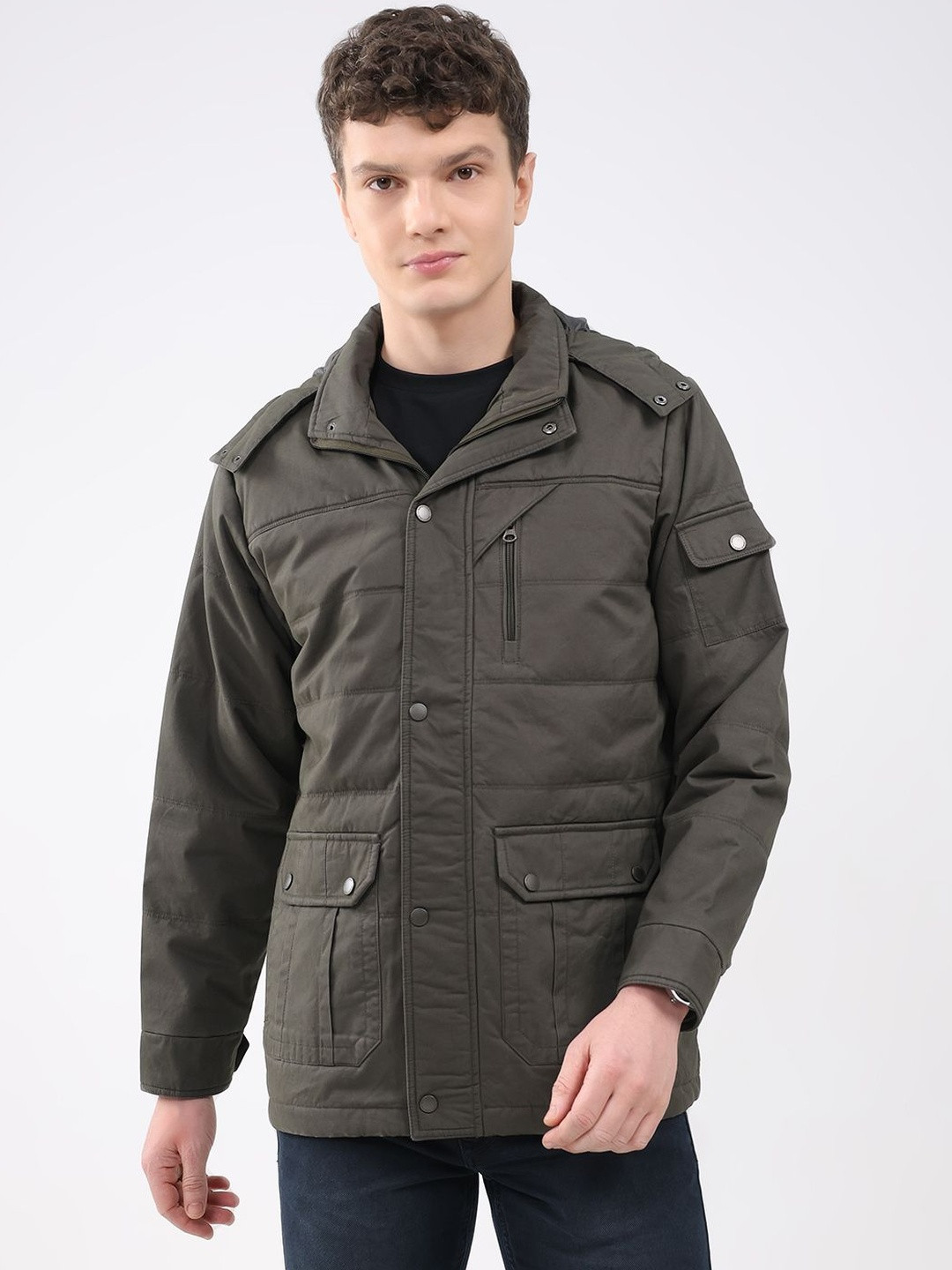 Monte Carlo Men Hooded Full Sleeves Shoulder Tabs Padded Jacket