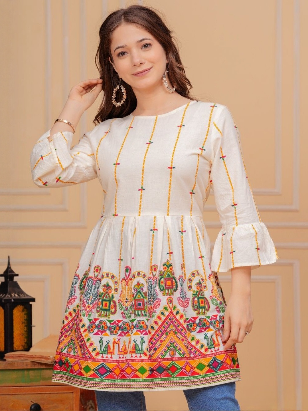 NEW RJP CRAFT Geometric Printed Pure Cotton Handloom Kurti