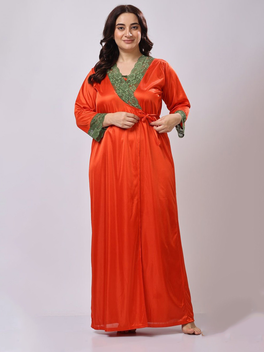 Brifesha Women Solid V-Neck Maxi Nightdress