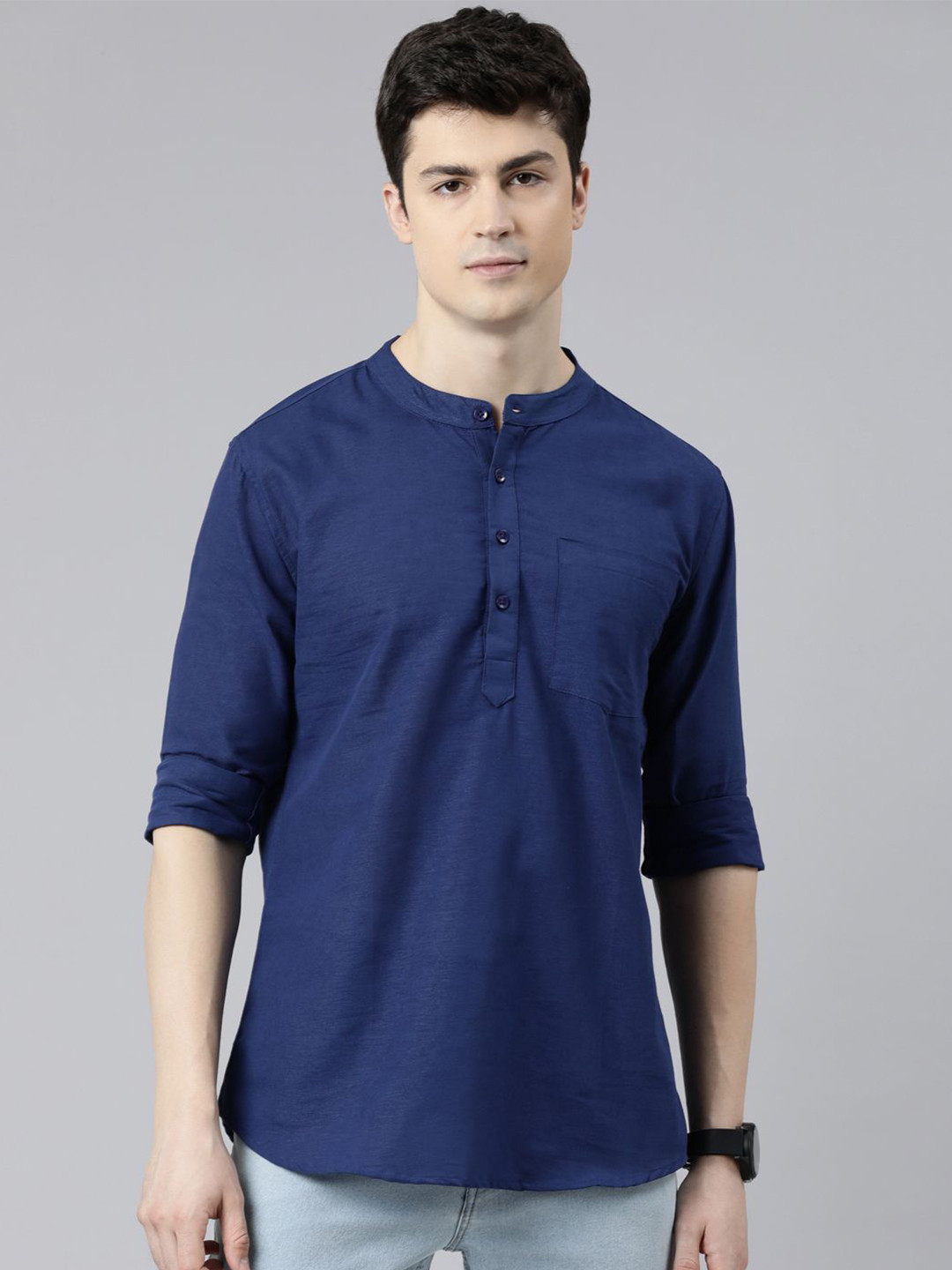 THE SOUL PATROL Men Solid Daily Pure Cotton Straight Kurta