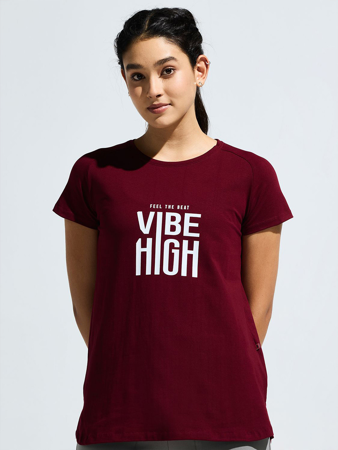 DOMIN8 Women Cotton Graphic Print Longline Casual T-Shirt