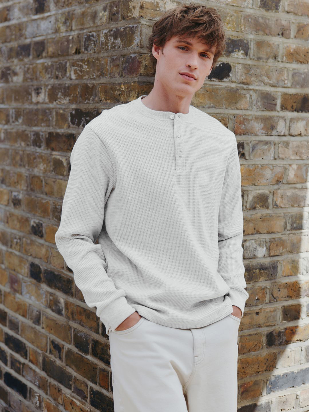 NEXT Henley Neck Waffle Knit T-shirt