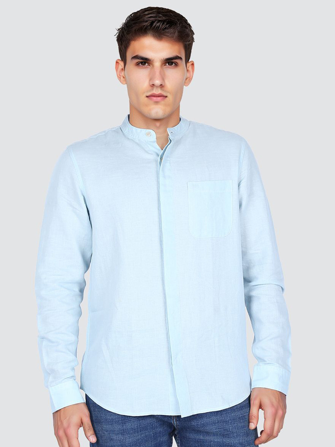 Lee Essentials Regular Fit Mandarin Collar Casual Shirt