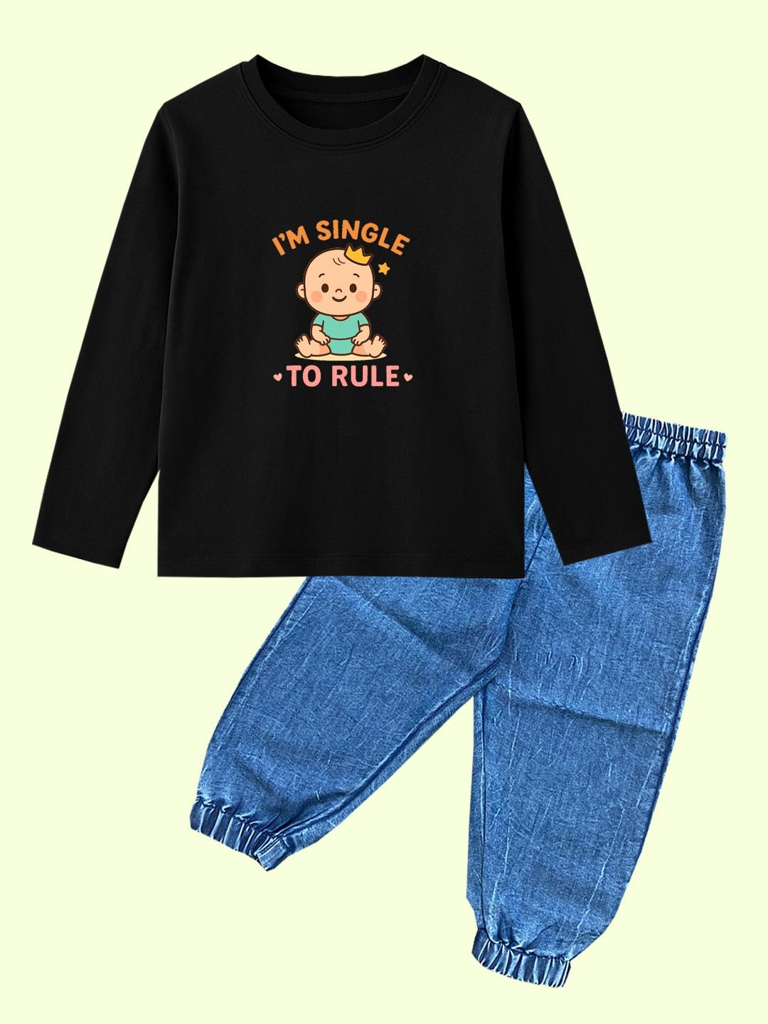 BAESD Baby Boys Black T-shirt and Denim Jogger Set