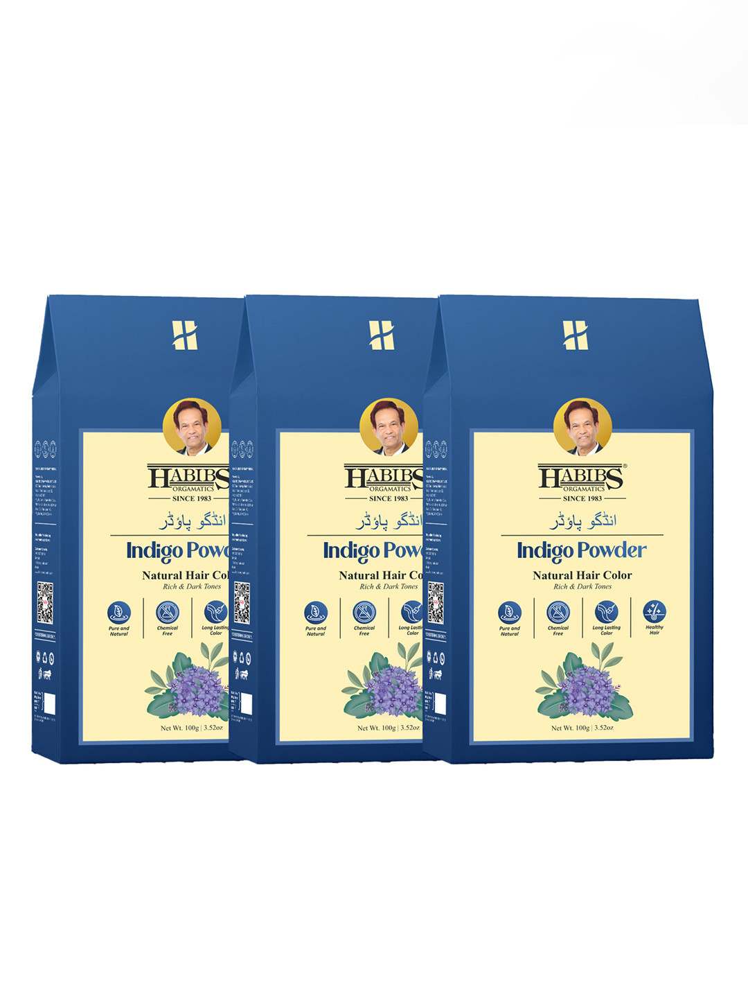 HABIBS Set Of 3 Indigo Powder Natural Hair Color- 100 g Each