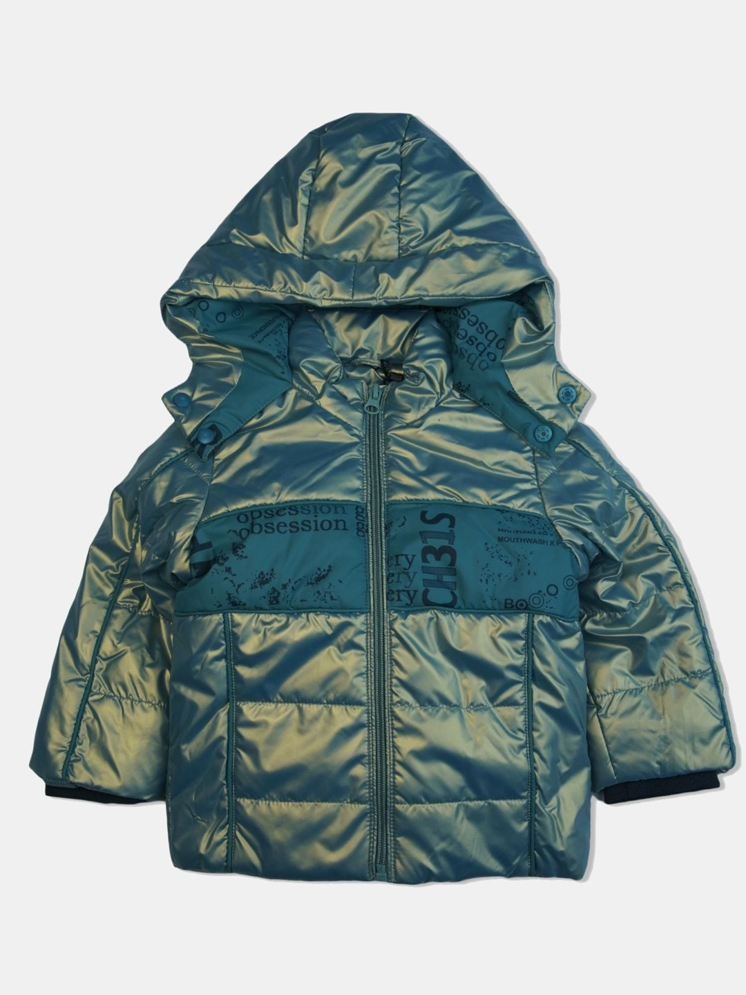 Bodycare Kids Typography Printed Long Sleeves Hooded Puffer Jacket