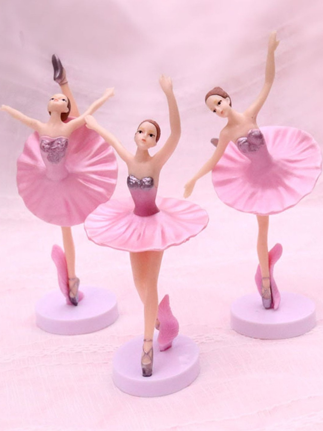 Flenzy Pink & Beige 3 Pieces Ballet Dancing Girl Figurine Showpieces