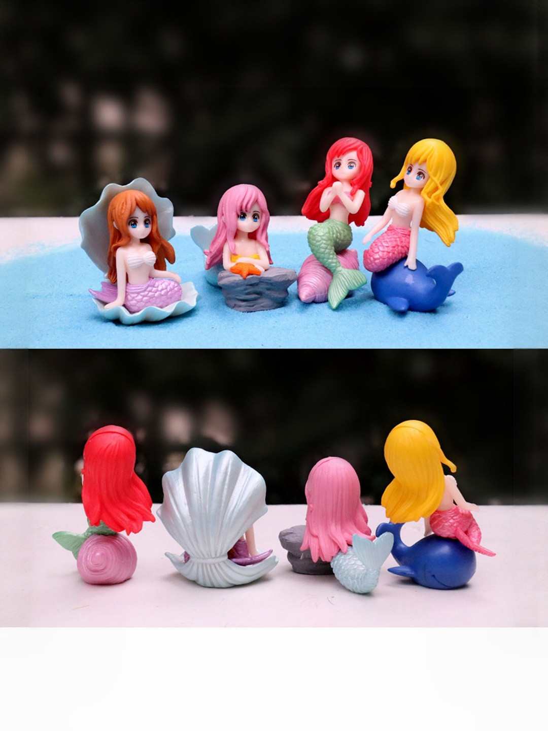 Gopalvilla White 4 Pieces Shell Mermaid Miniature Figurine Showpieces