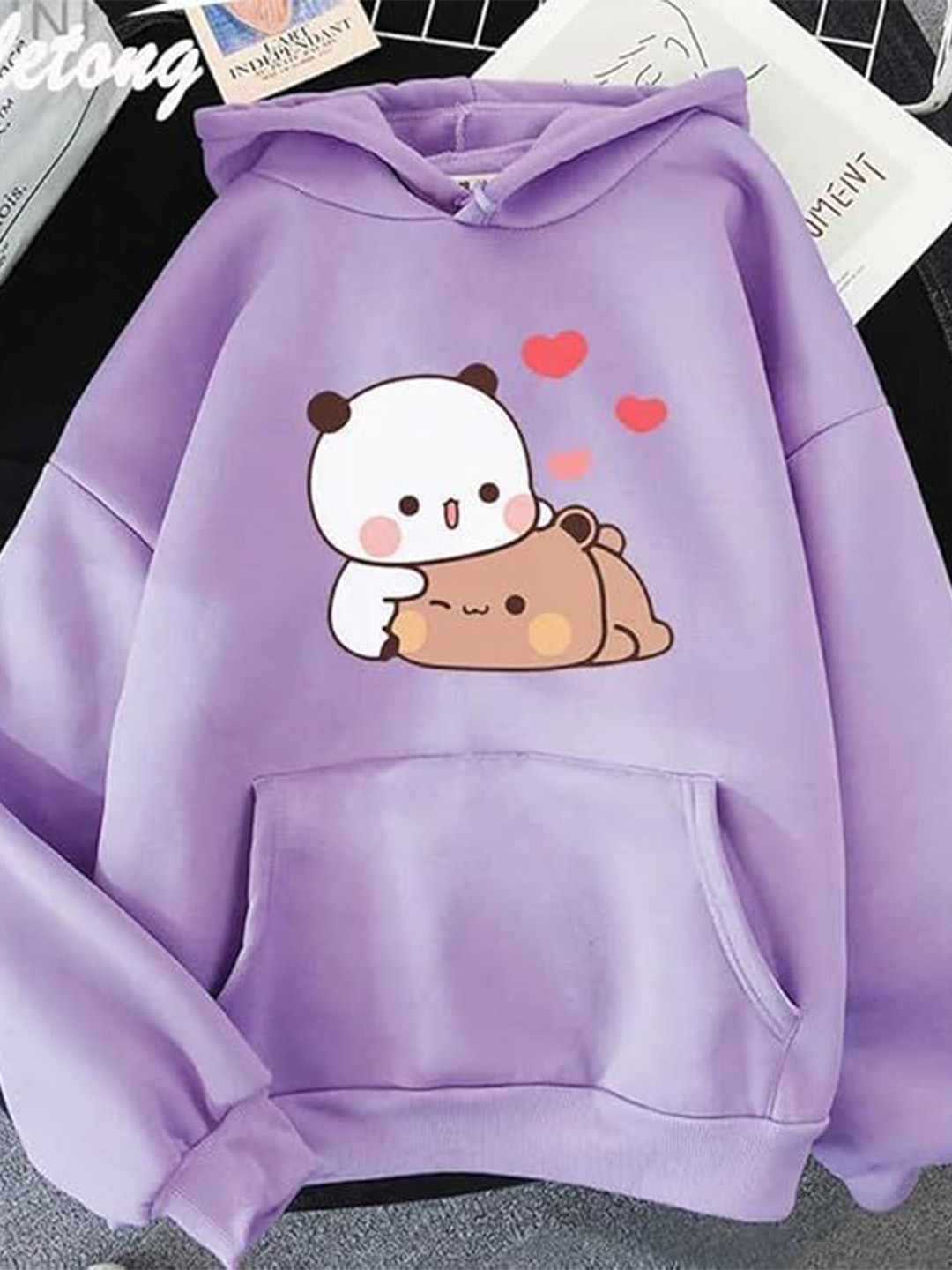 the window shop Kids Graphic Printed Hooded Oversize Pullover Sweatshirt