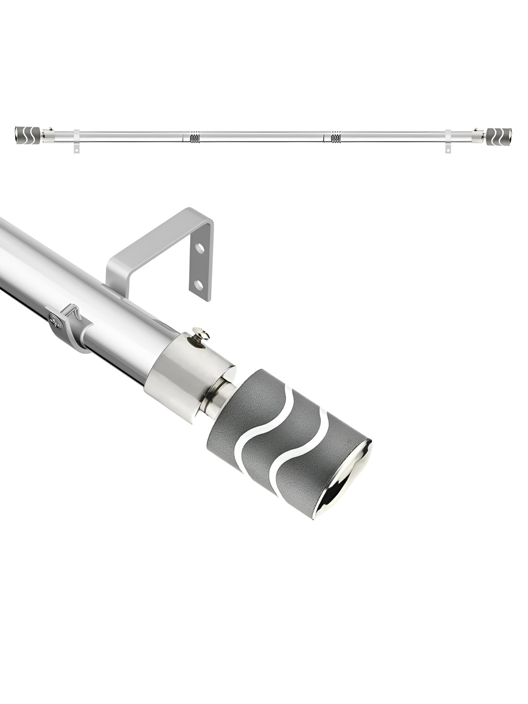 GLOXY Black Chrome Finish Extendable Curtain Rods & Brackets