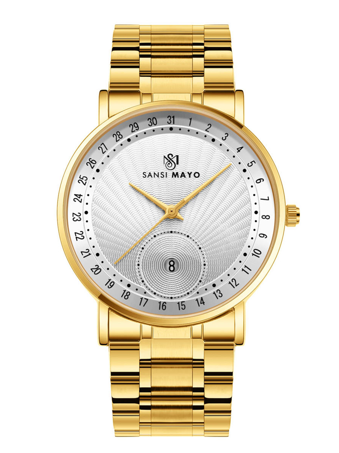 SANSIMAYO Axis Dial & Stainless Steel Straps Analogue Watch SM-M-306-G-G-W