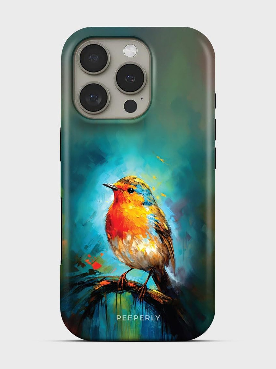 PEEPERLY Unisex iPhone 14 Pro Quirky Blue Tit Crystal Impact Resistant Back Case