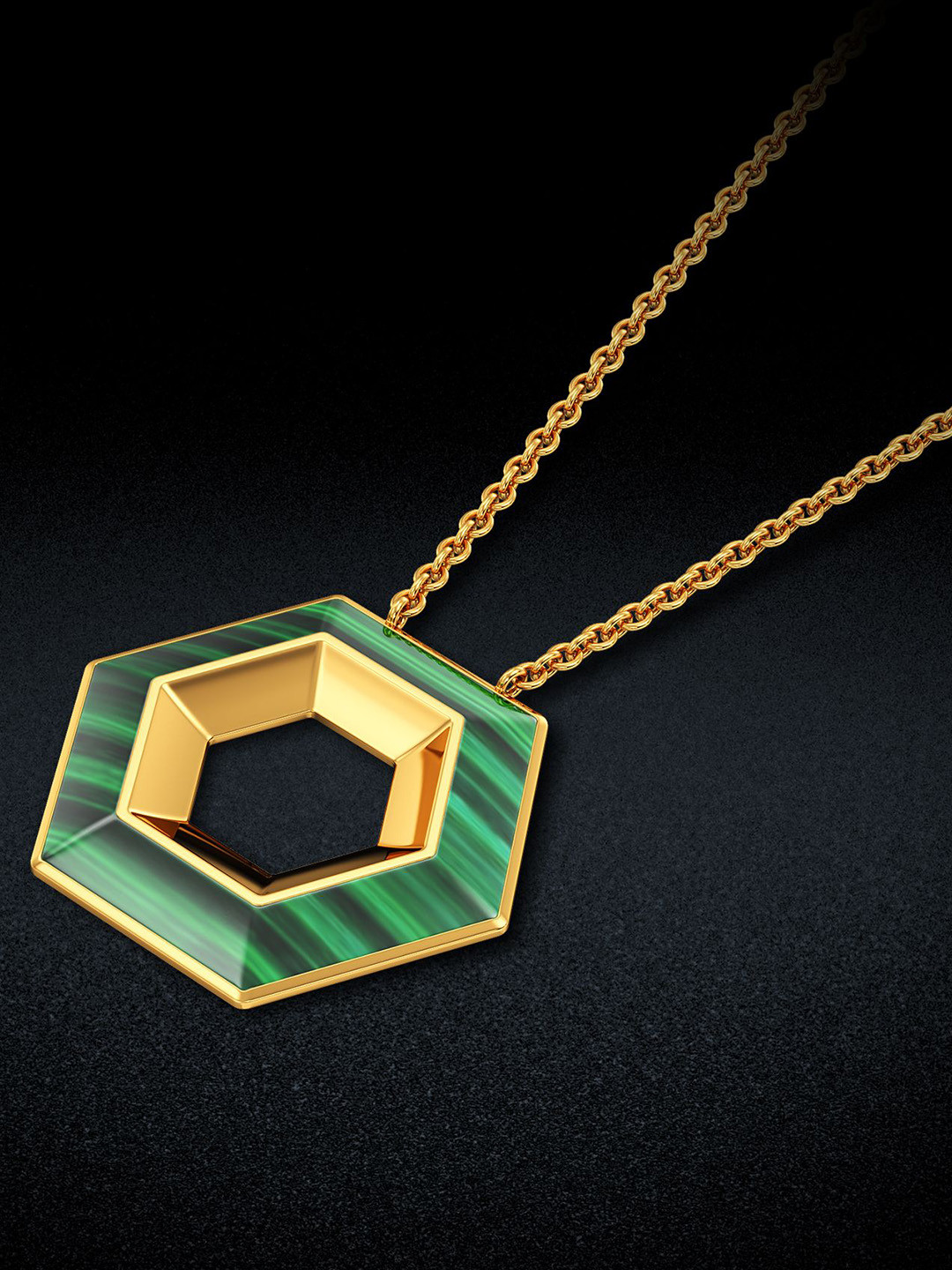 Joyalukkas Women Hexa-Band Greenish 18Kt Gold Pendant - 4.61 g