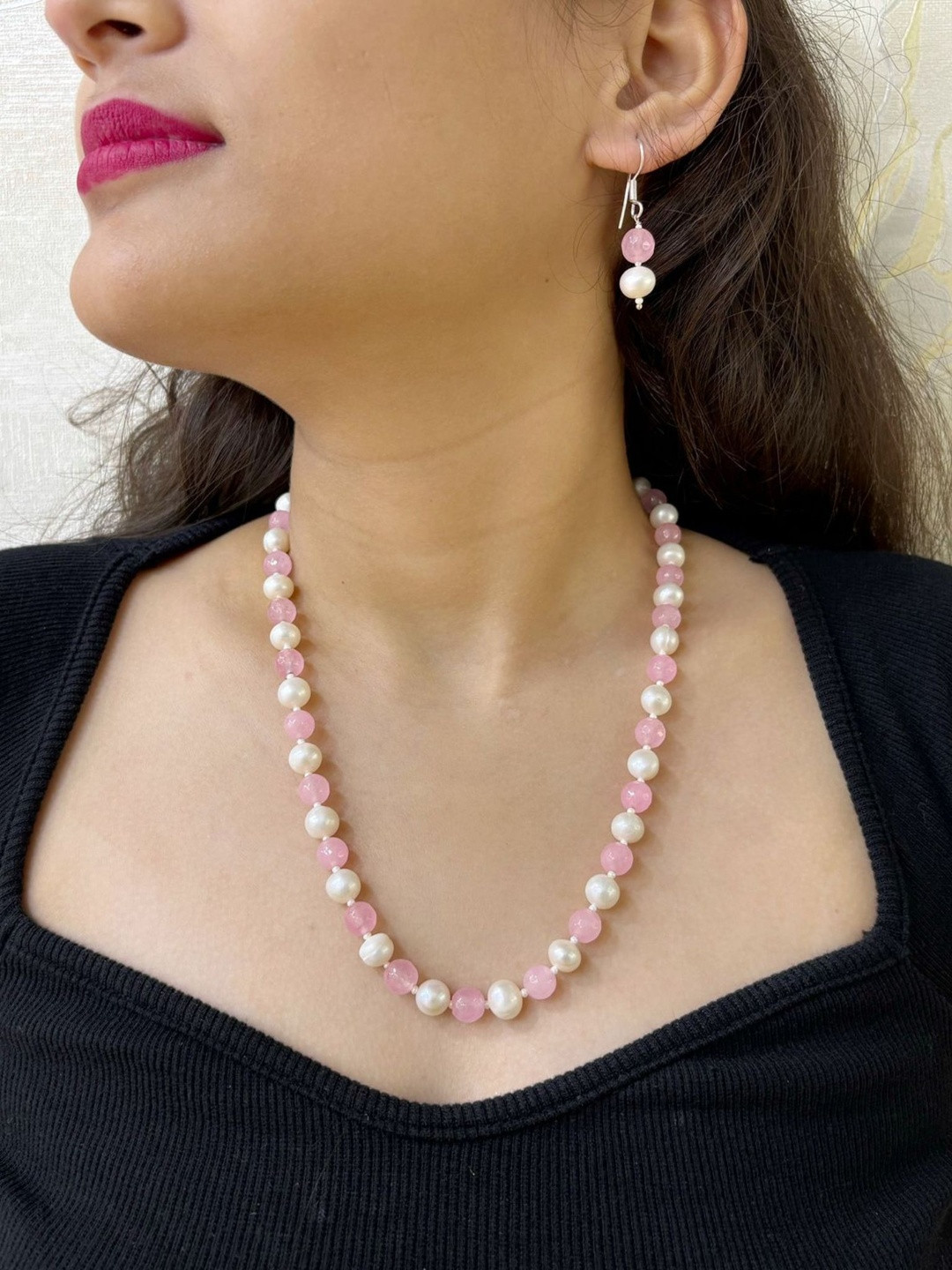 Gehna By  Beadazzled Women Fresh Water Pearls-Beaded Jewellery Set