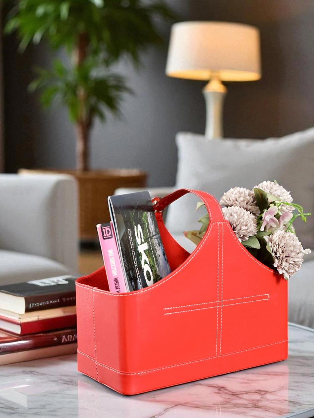 AARVI DECOR STUDIO Red Water Resistant Magazine Organiser
