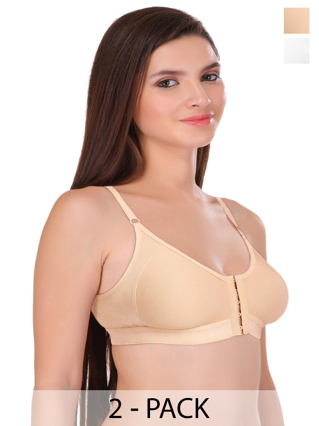 FEATHER LINE Women Pack of 2 Front Closure Full Coverage Bra