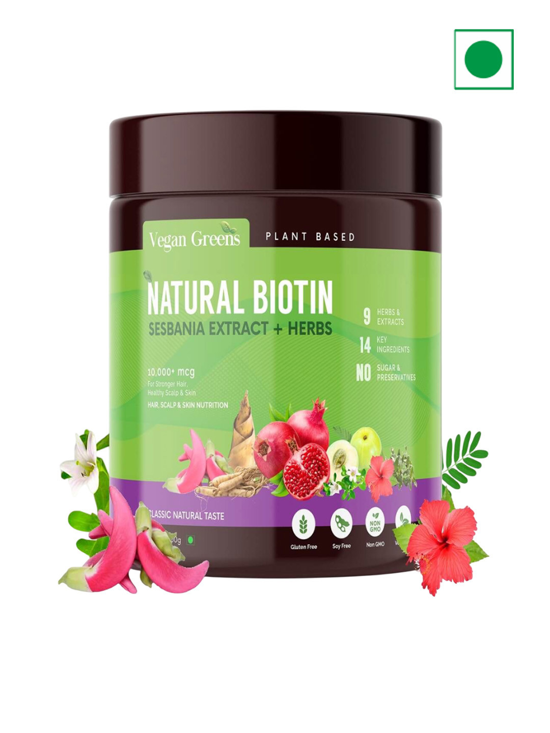 Vegan Greens Natural Plant Biotin- 100 g