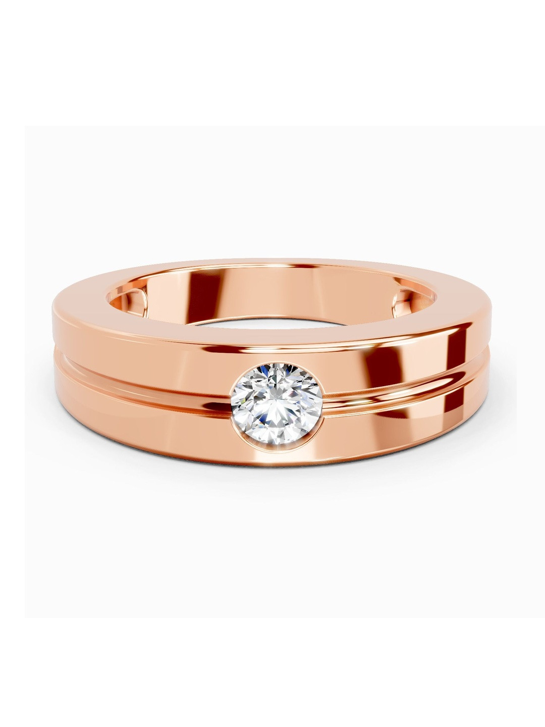 Sparkles Men 14Kt Gold Finger Ring With 0.30 Carat Lab Grown Diamond - 6.29 g