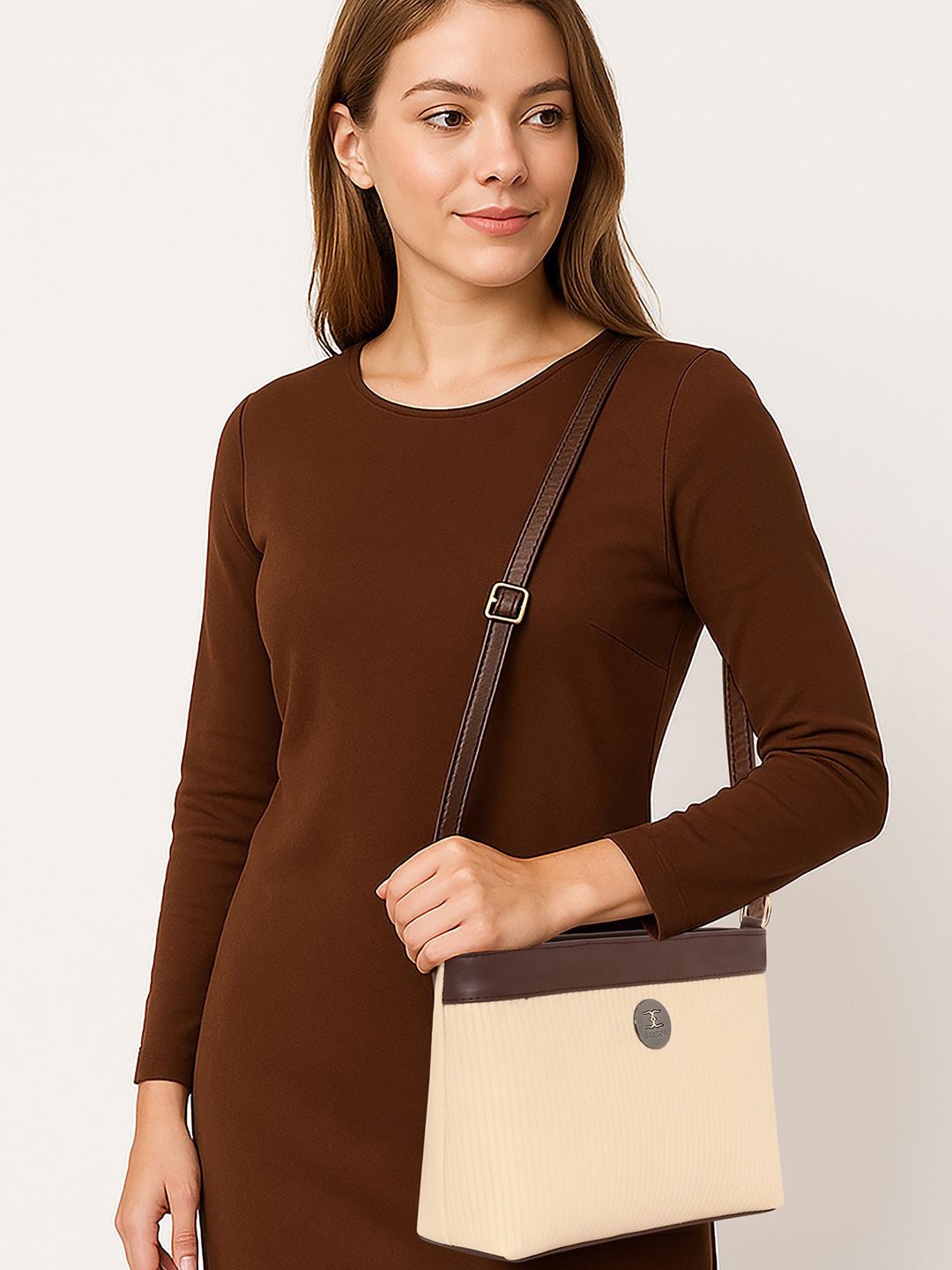 ESBEDA Women PU Dual-Tone Colourblocked Shopper Sling Bag