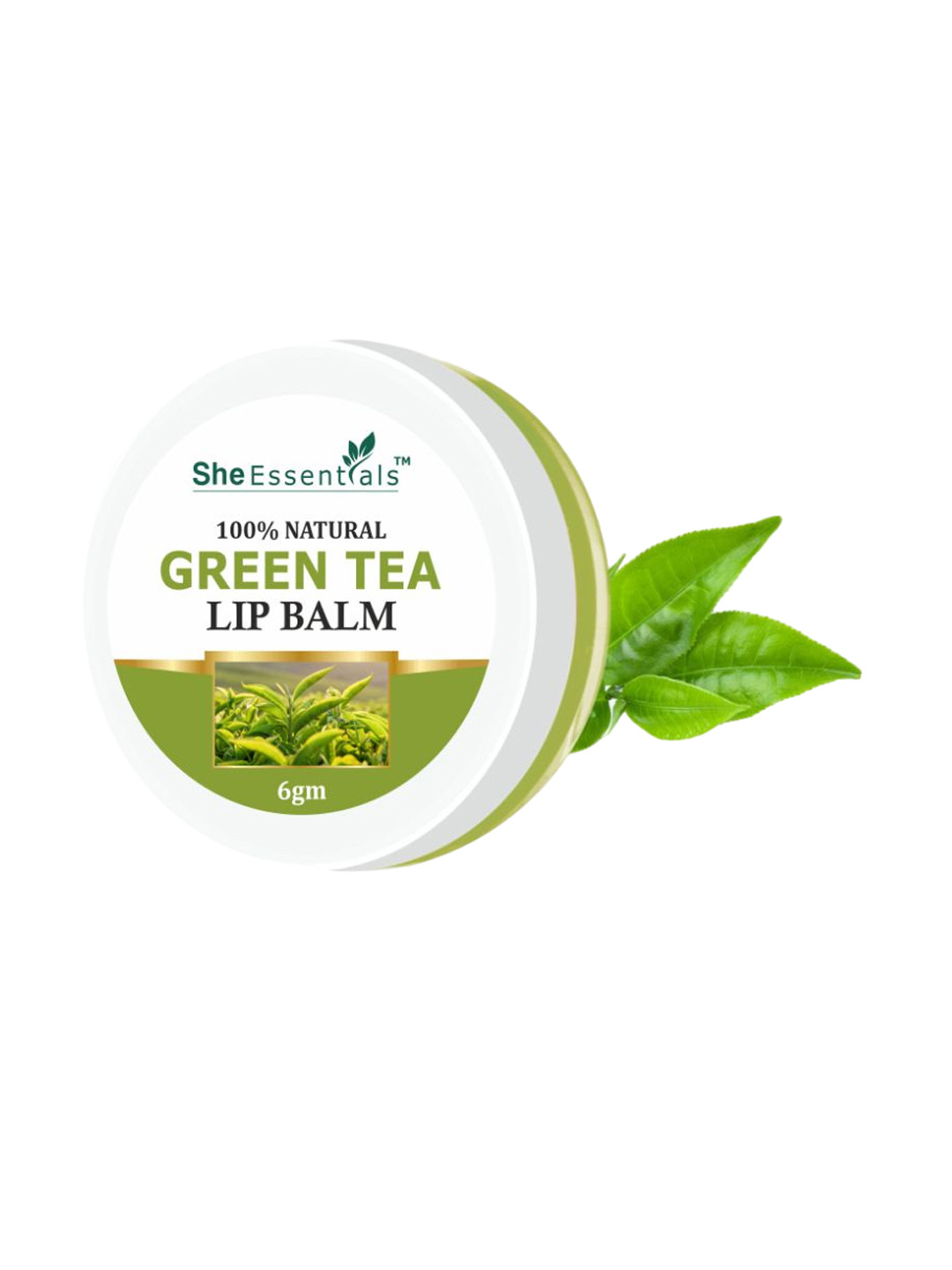 She Essentials 100% Pure & Herbal Natural Green Tea Lip Balm - 6g
