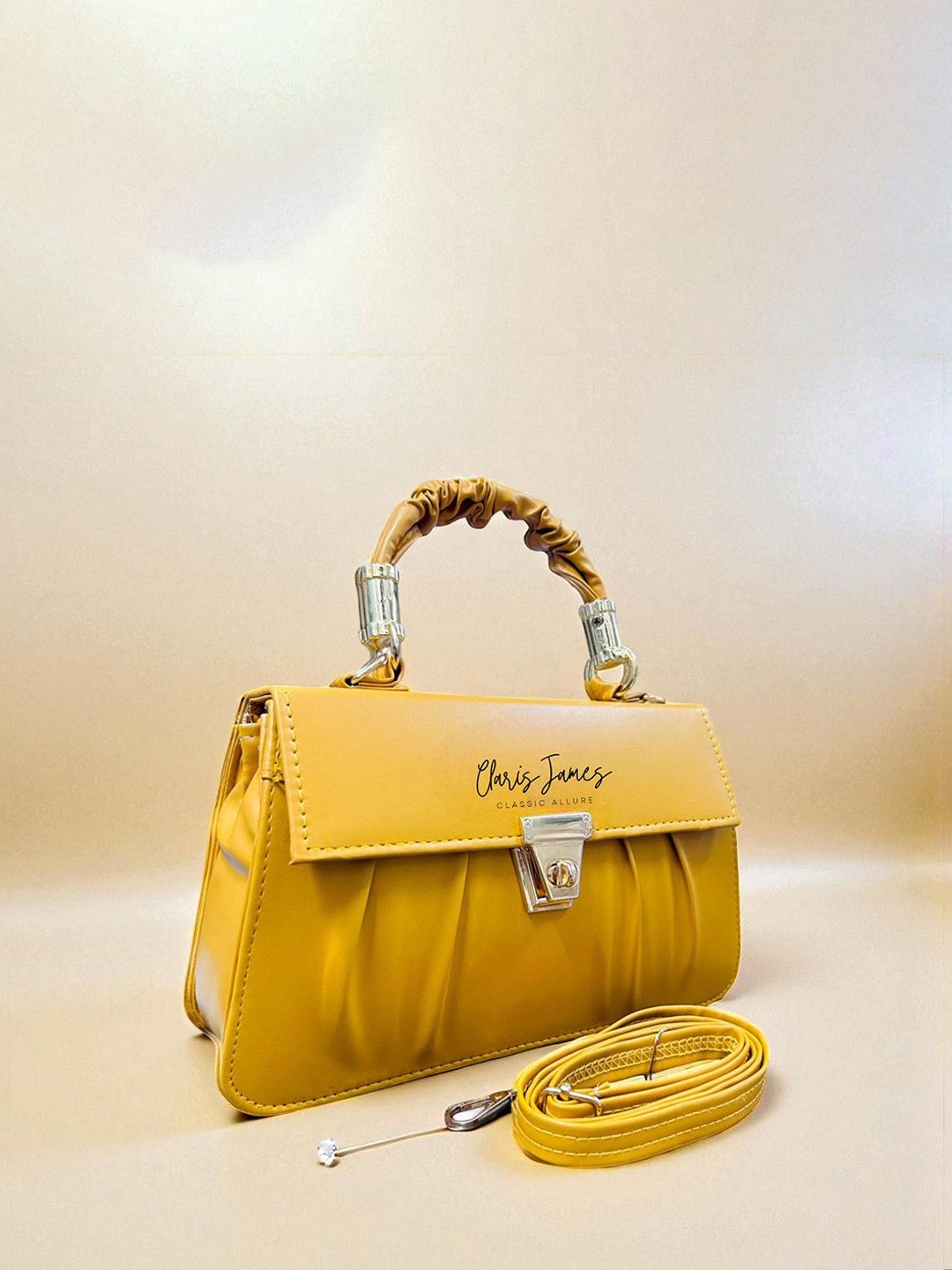 CLARIS JAMES Brand Logo Printed PU Sling Bag