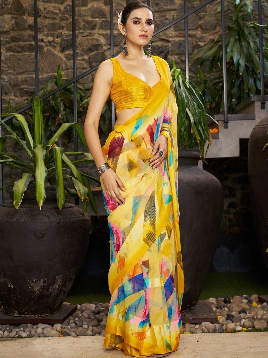 GHAN SALS Poly Georgette Baluchari Saree