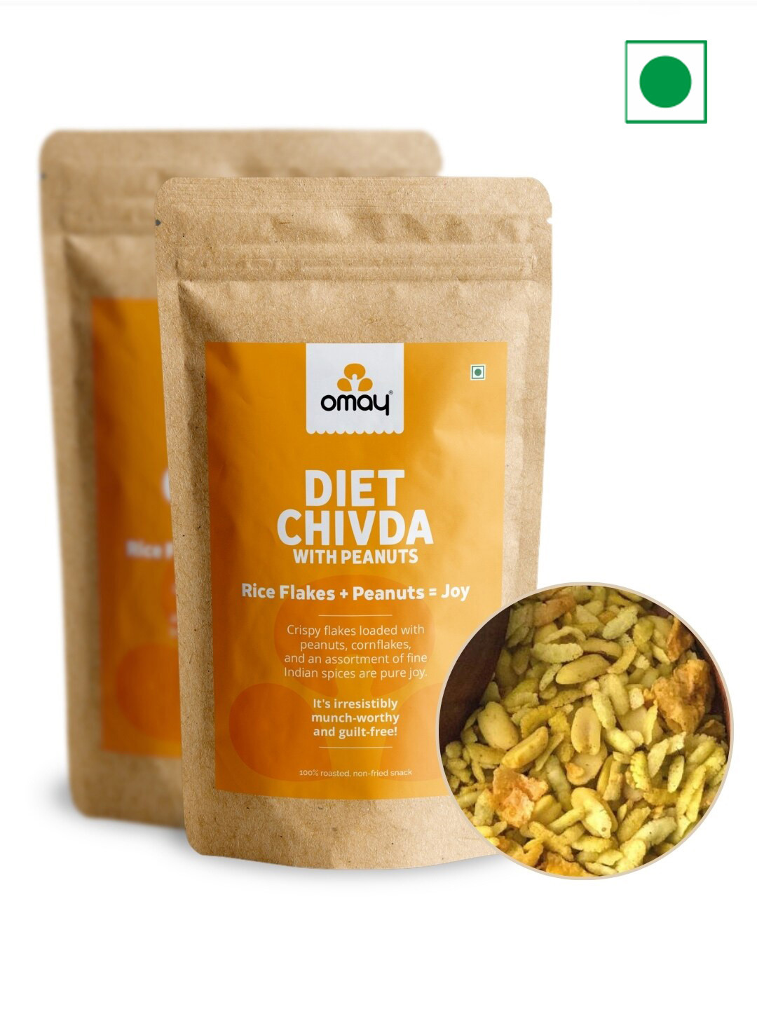 Omay Foods Set Of 2 Diet Flakes Mix Chivda-400g Each