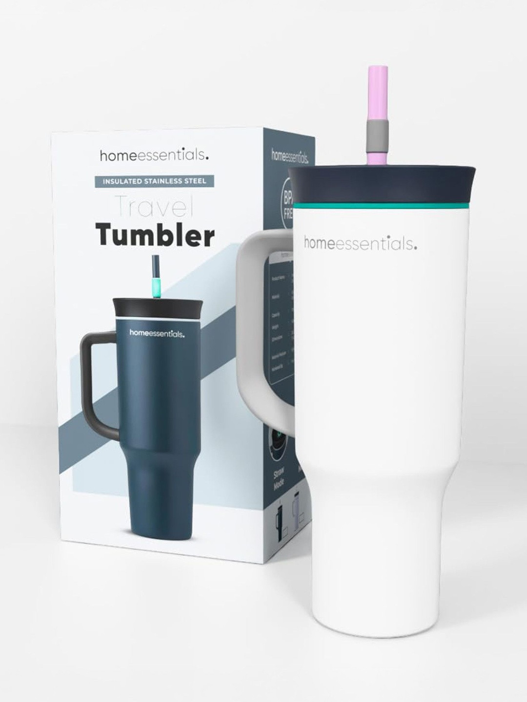 HOMEESSENTIALS White Single Stainless Steel Smart Vacuum Water Bottle 1200 ml