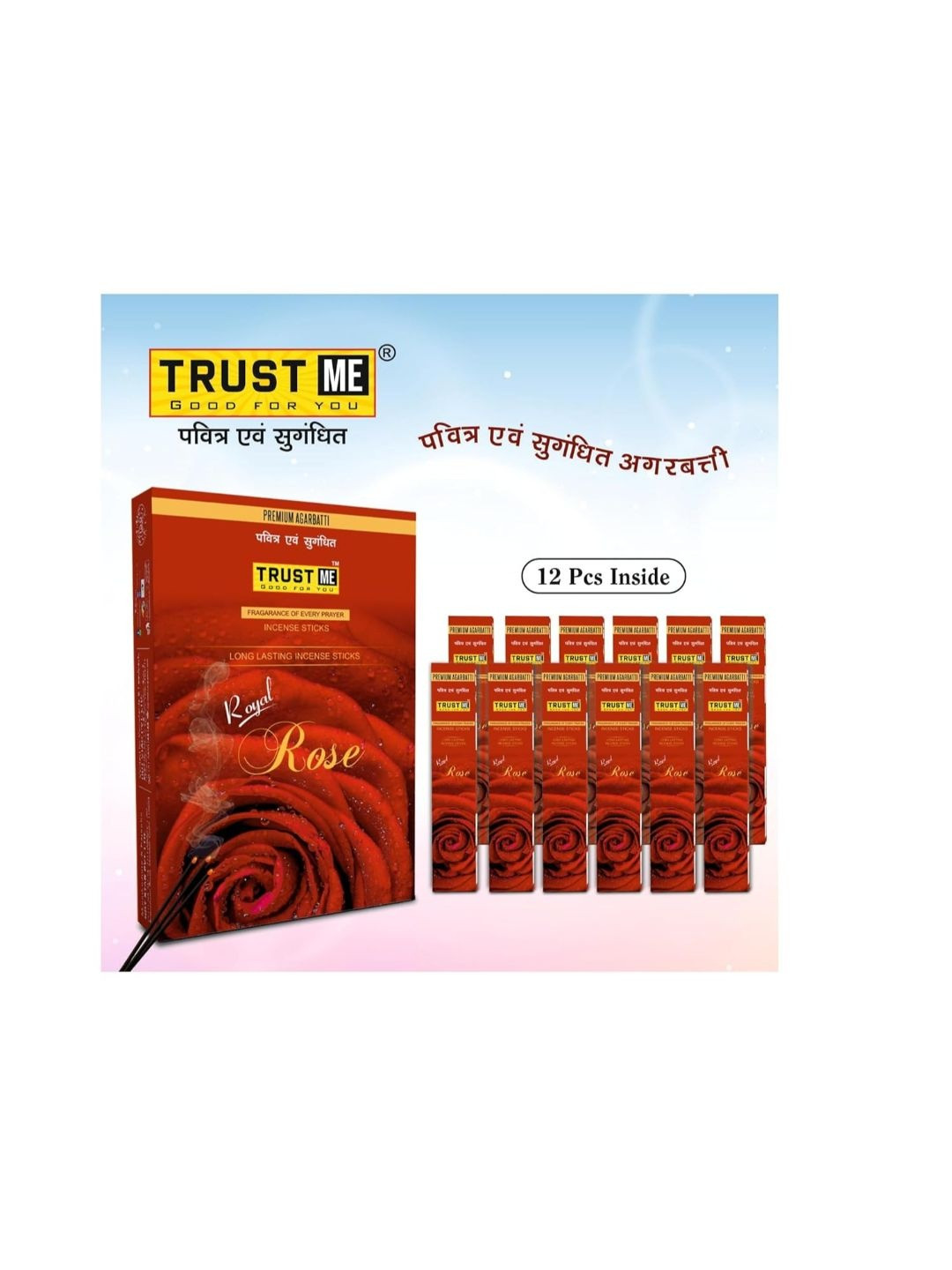 TRUST ME 12 Pieces Red & Yellow Premium Mixed Fragrance Wooden Incense Sticks
