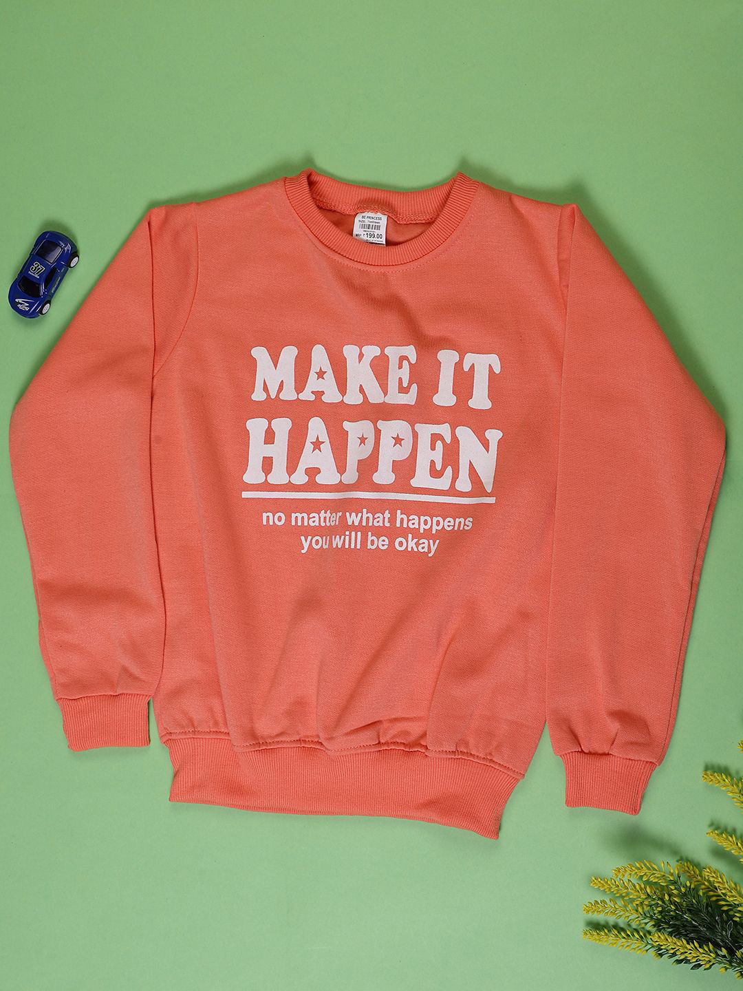 V-Mart Girls Printed Spun Fleece Round Neck Full Sleeve Sweatshirt