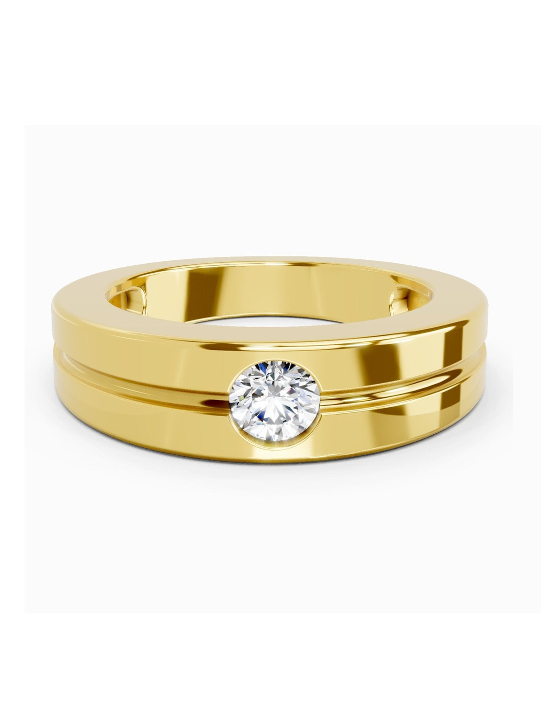 Sparkles Men 14Kt Gold Finger Ring With 0.30 Carat Lab Grown Diamond - 6.29 g