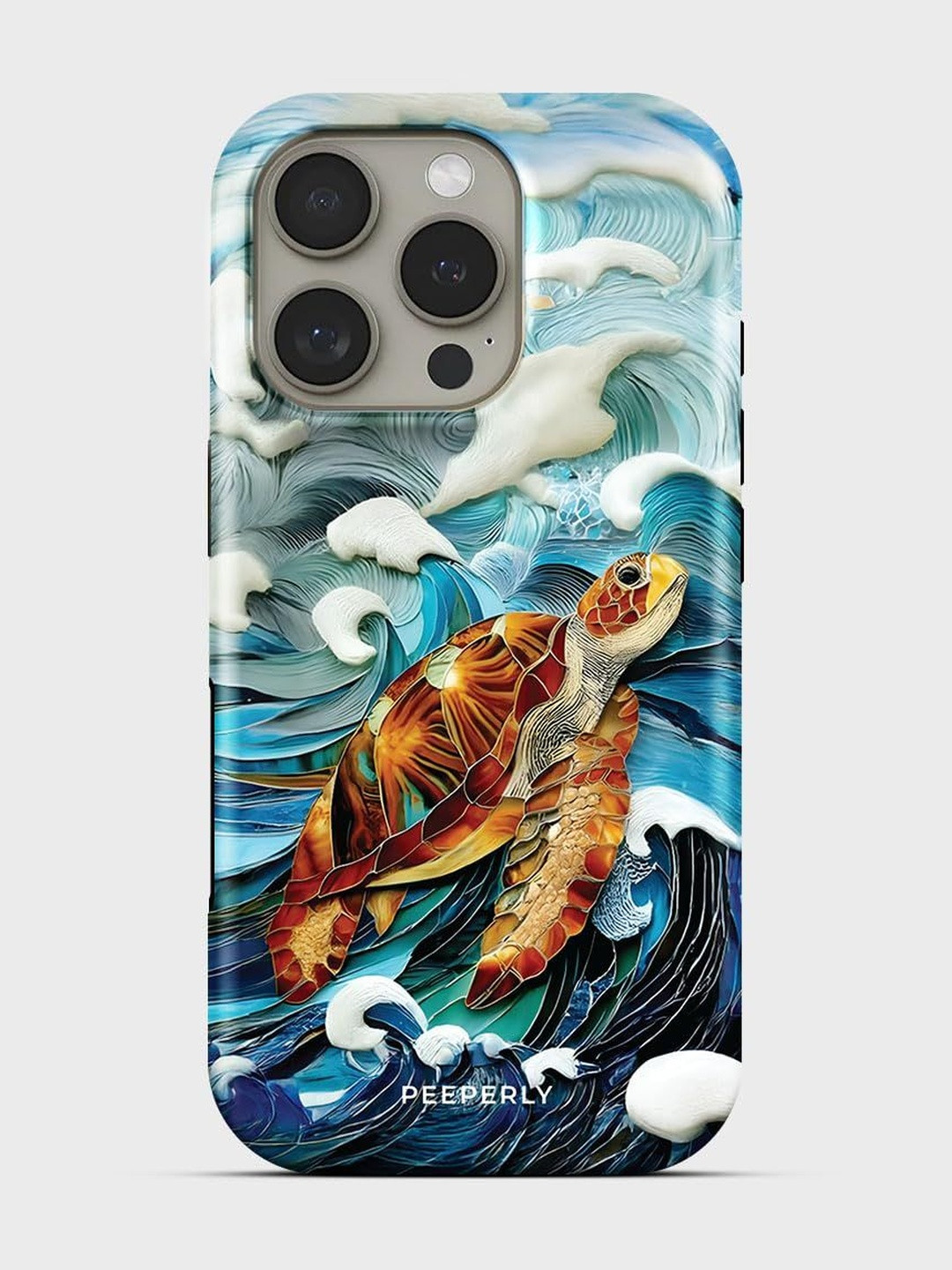 PEEPERLY Unisex iPhone 14 Pro Quirky Turtle Crystal Impact Resistant Back Case