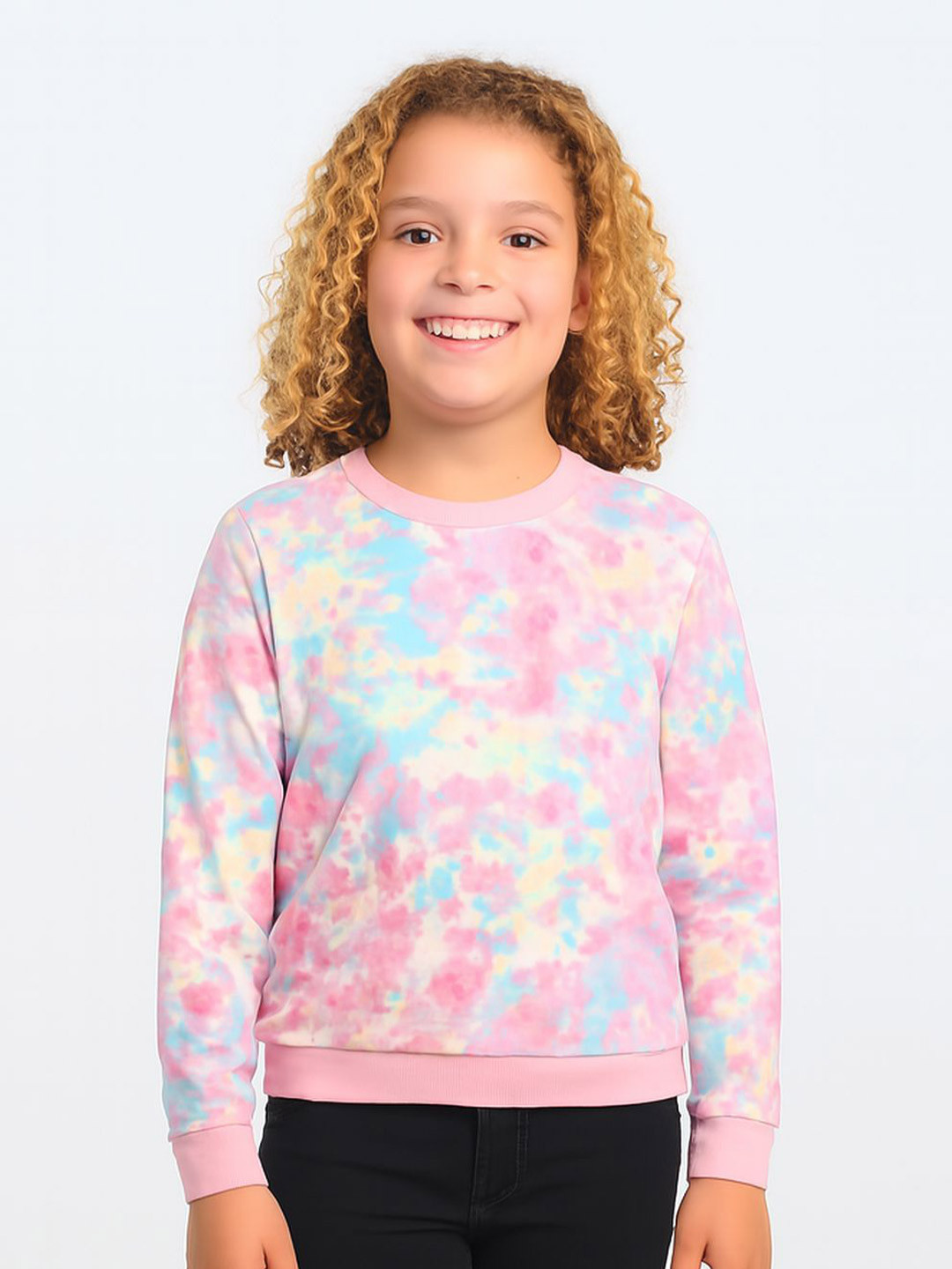 CHILINS Girls Printed Round Neck Long Sleeves Sweatshirt
