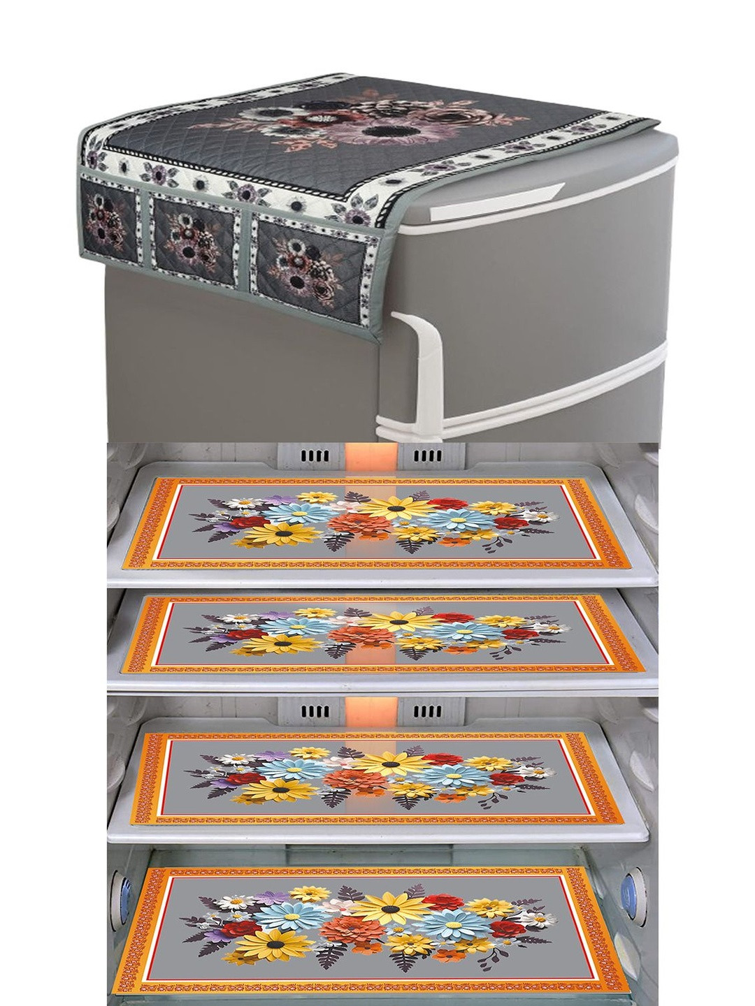 LooMantha Beige PVC Fridge Cover & Mat Set